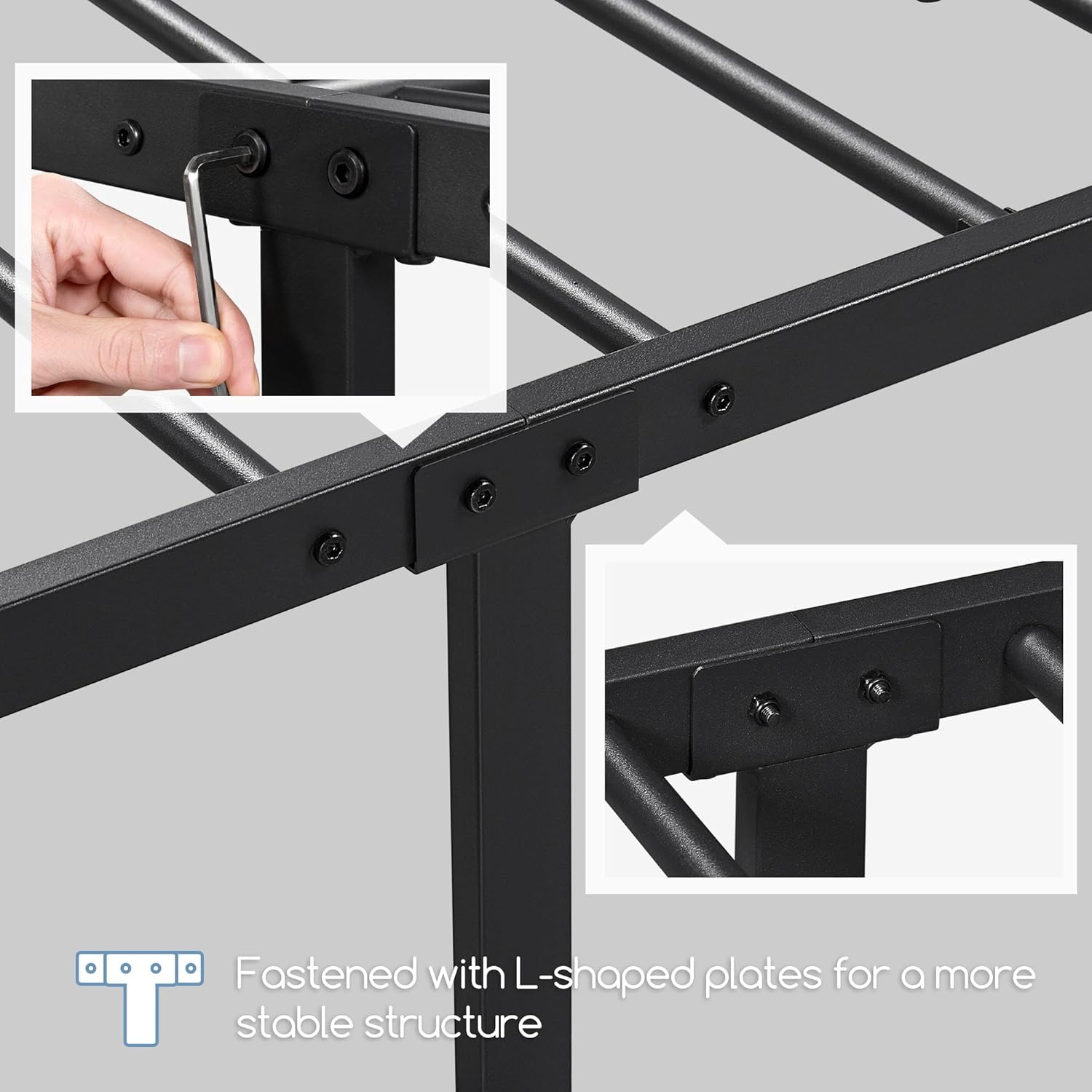 Yaheetech Struttura Letto Matrimoniale 160x200cm, Nero - immagine 5