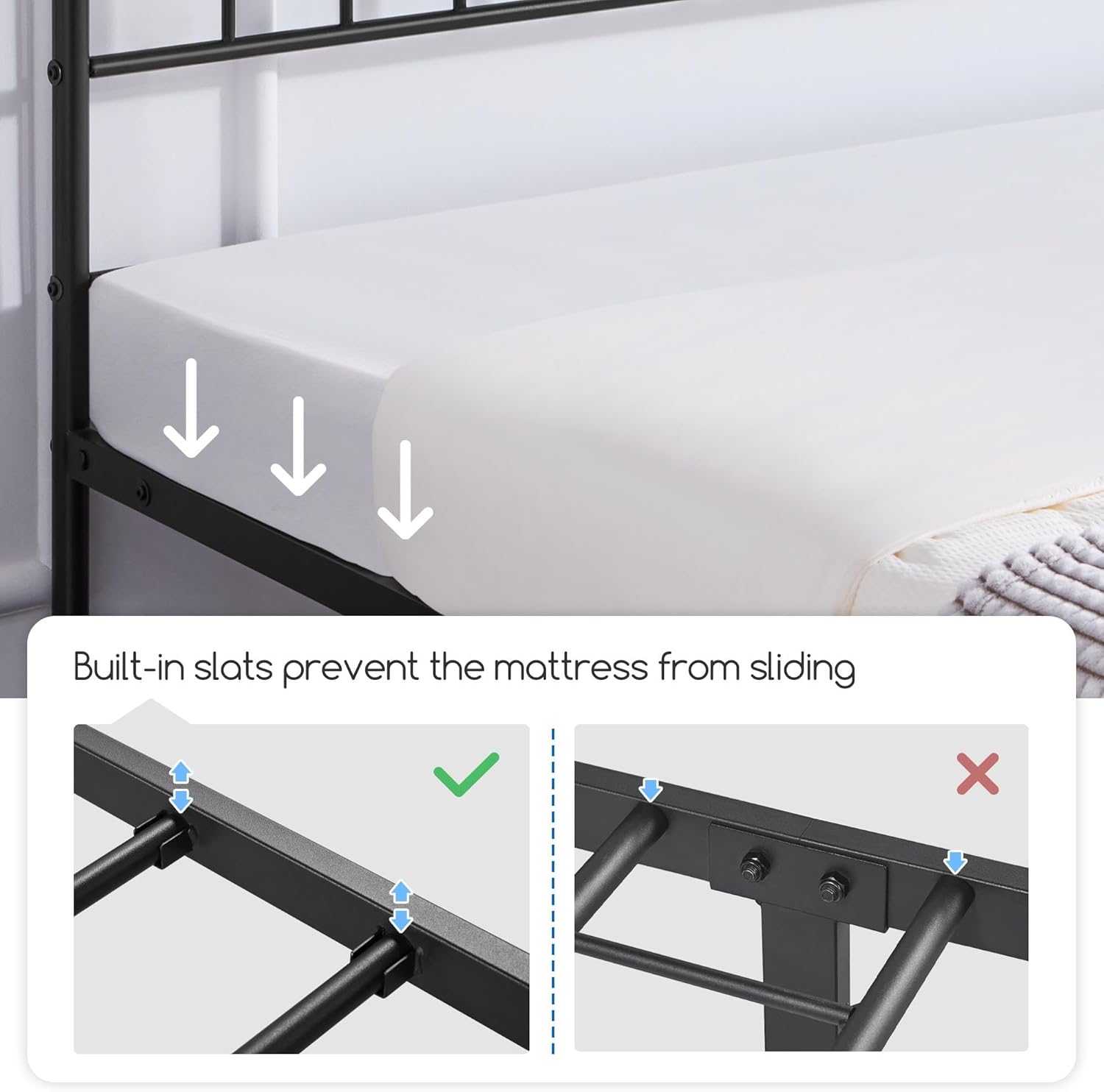 Yaheetech Struttura Letto Matrimoniale 160x200cm, Nero - immagine 8