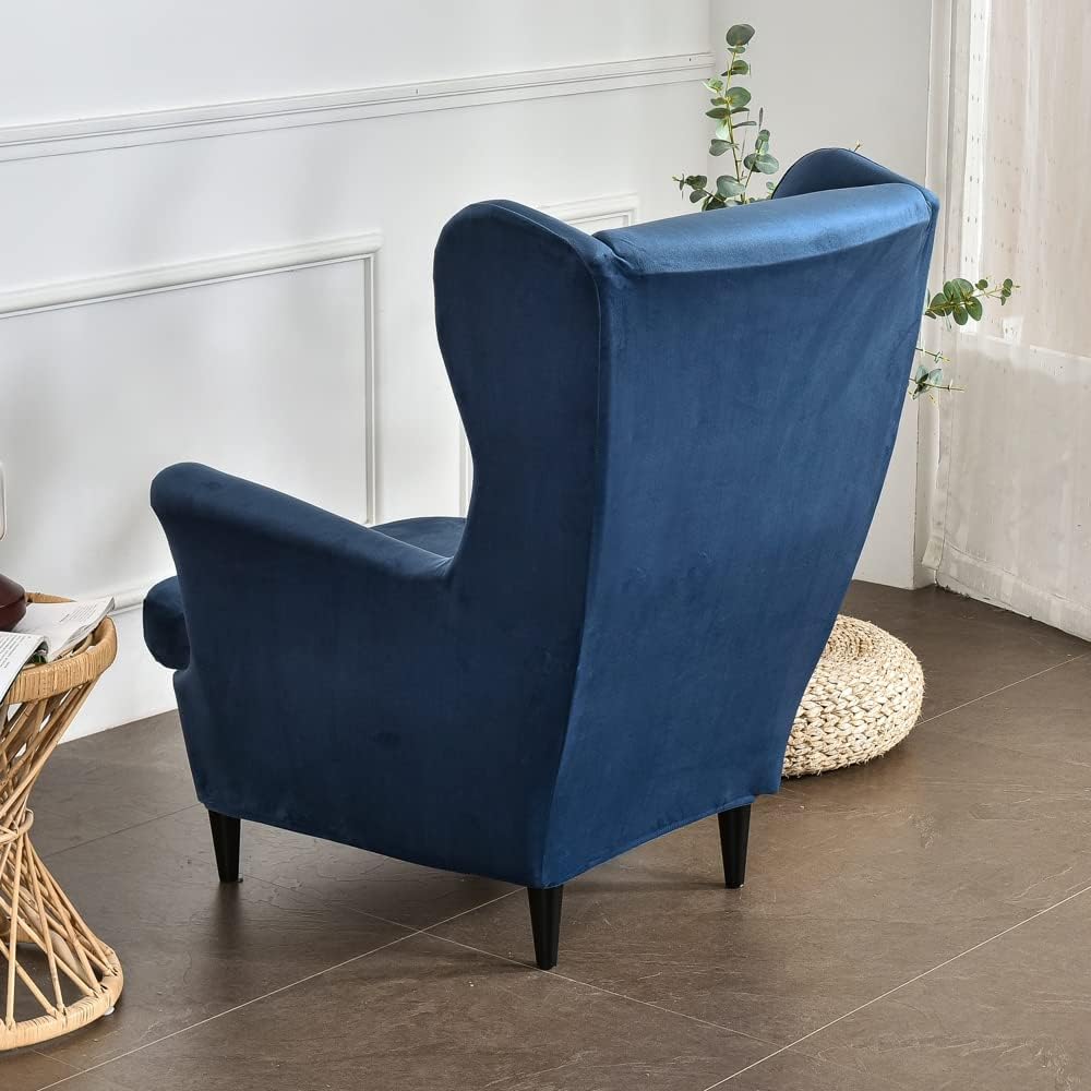 Highdi Velvet Copripoltrona con Orecchie Elasticizzato, Blu Navy - immagine 3