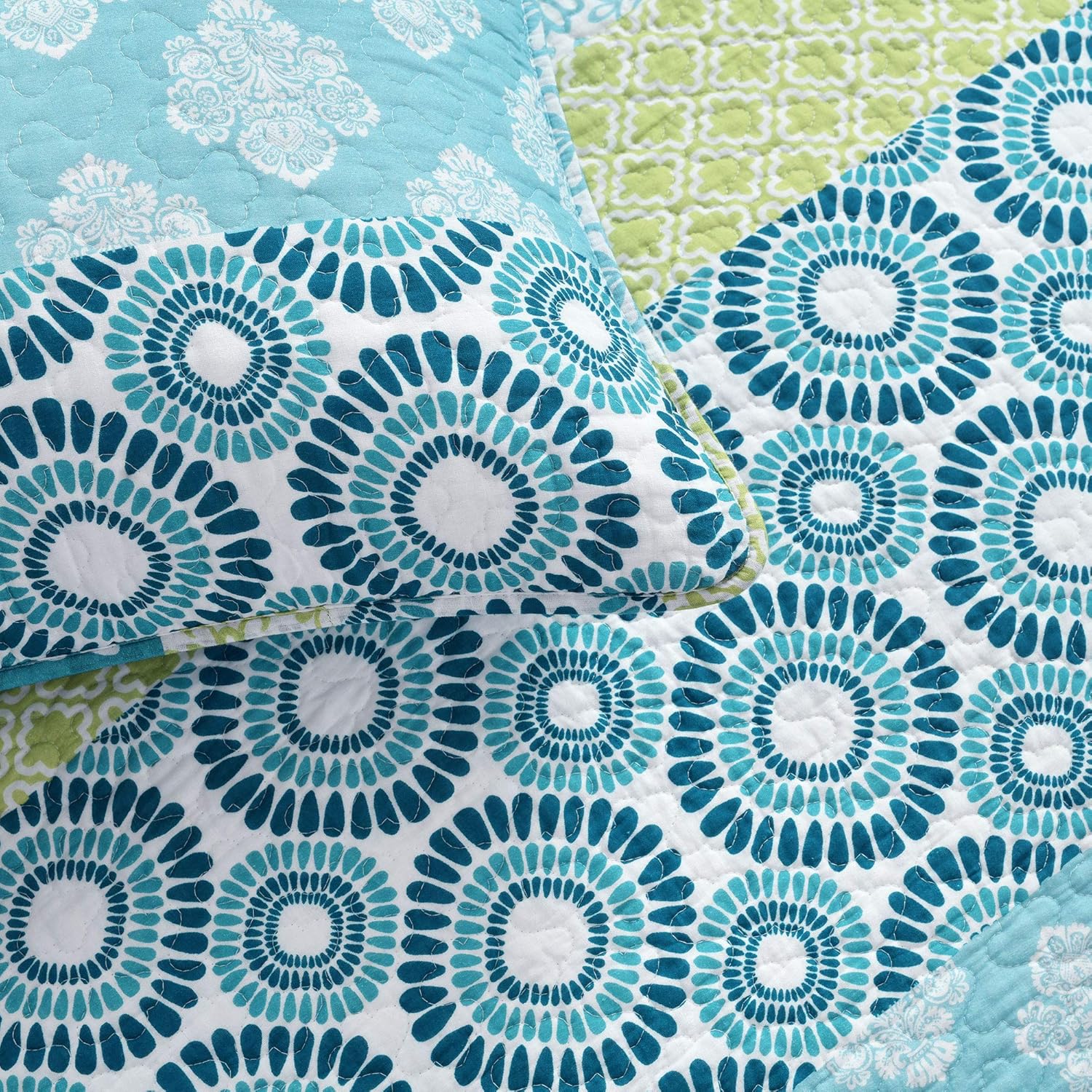 Lush Decor Boemia a righe, cotone, blu e verde, king size - immagine 4