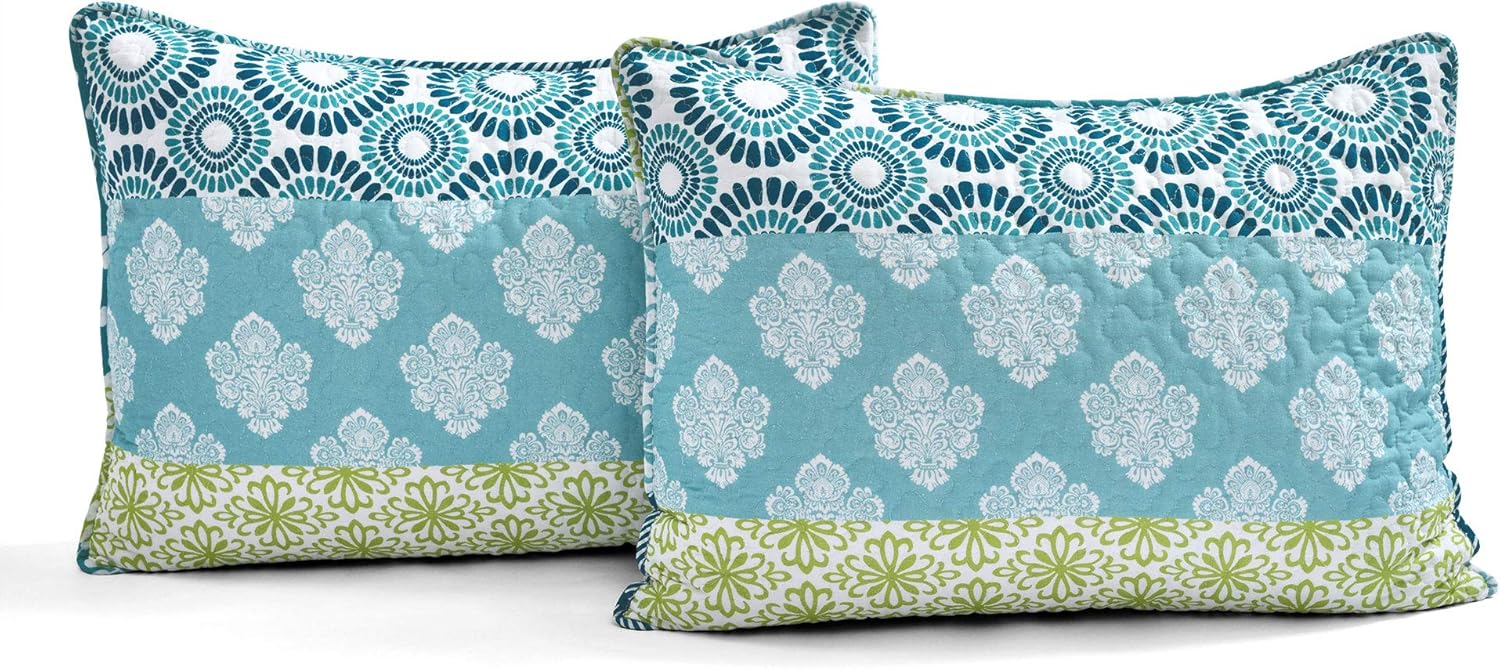 Lush Decor Boemia a righe, cotone, blu e verde, king size - immagine 7