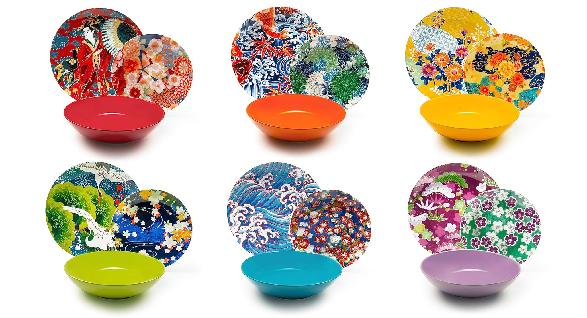 Excelsa Kimono Servizio di Piatti 18 Pezzi, Multicolore