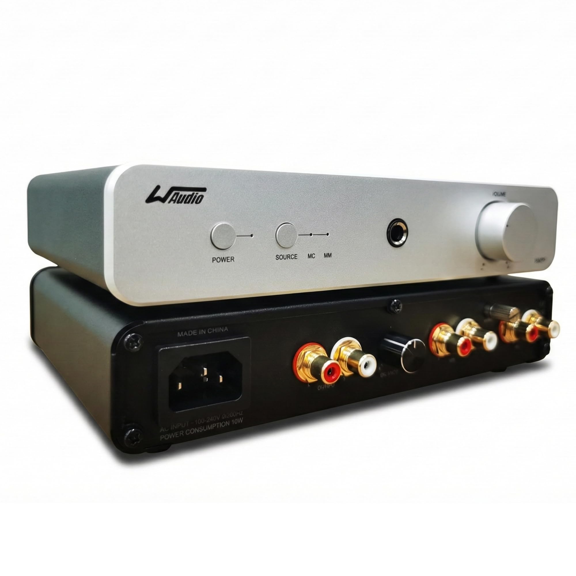 WAudio Preamplificatore Phono ad alta fedeltà per giradischi MM/MC (argento)