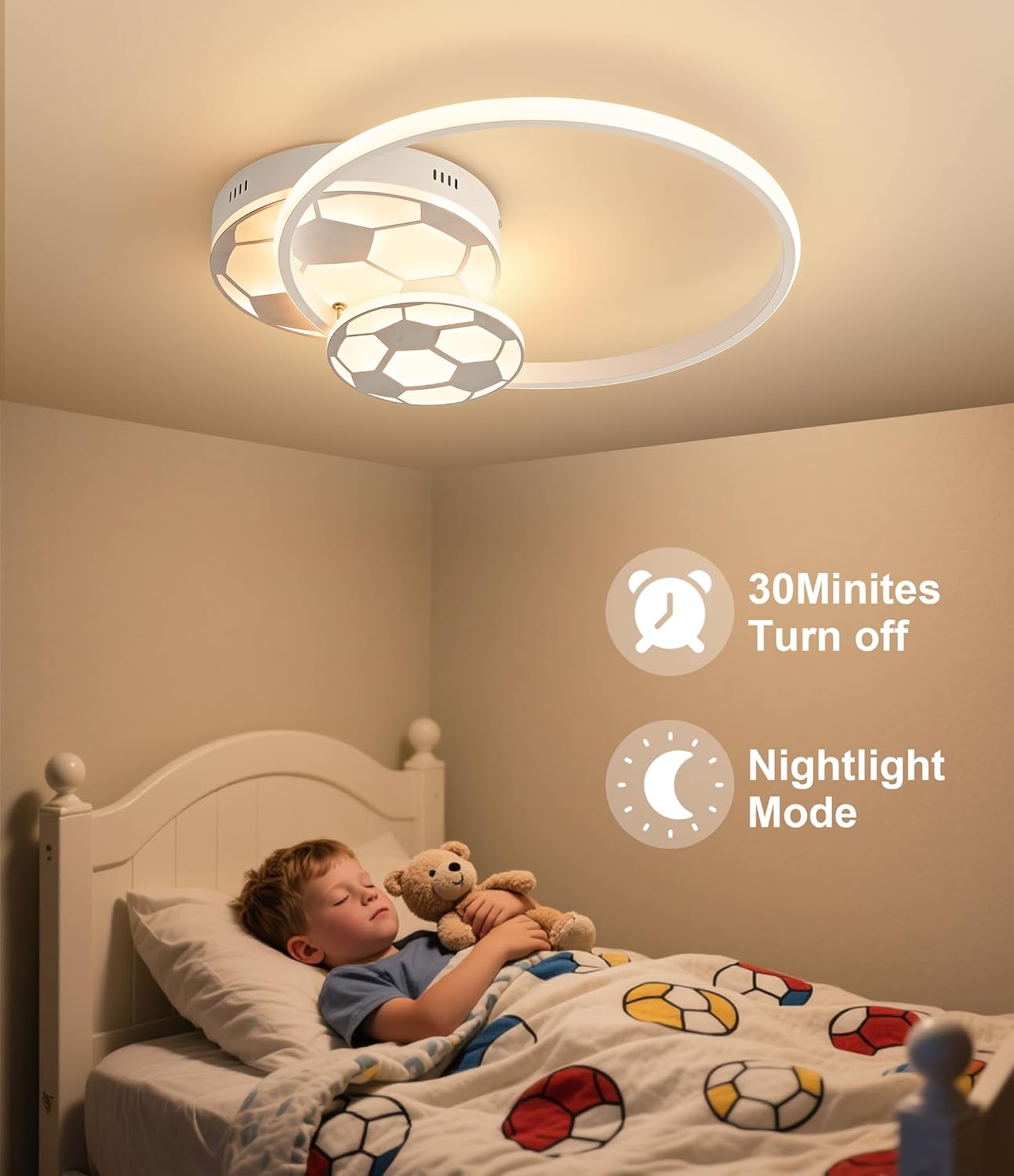 Lampadario LED Camera Bambini 35CM, Calcio Ape - immagine 6