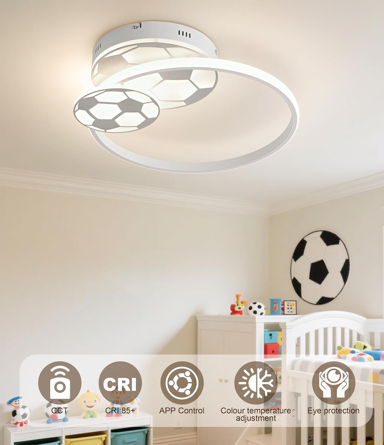 Lampadario LED Camera Bambini 35CM, Calcio Ape - immagine 7