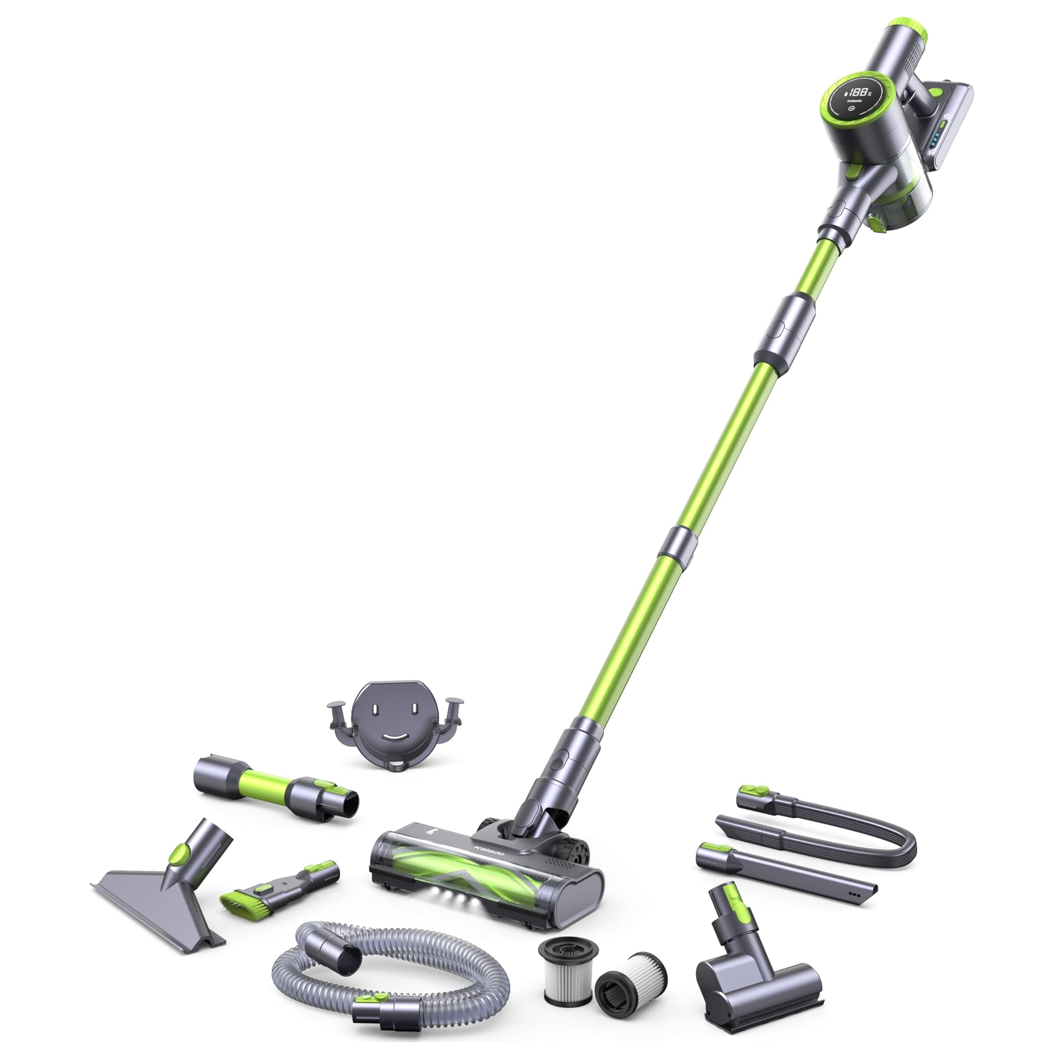 kalado KCV600 Aspirapolvere Senza Fili 33Kpa, Scopa Elettrica Senza Fili 480W con multi accessori 10 in 1, display con LED, tubo di prolunga, 40 Minuti di Autonomia, 3 modalità di aspirazione