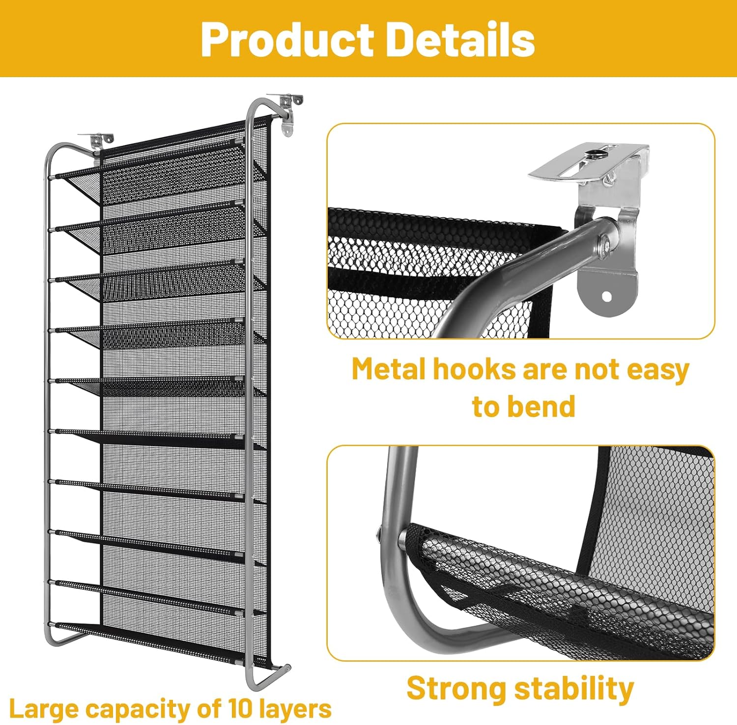 Dbreaks Scarpiera da Porta 10 Ripiani (2 Pezzi) - immagine 3