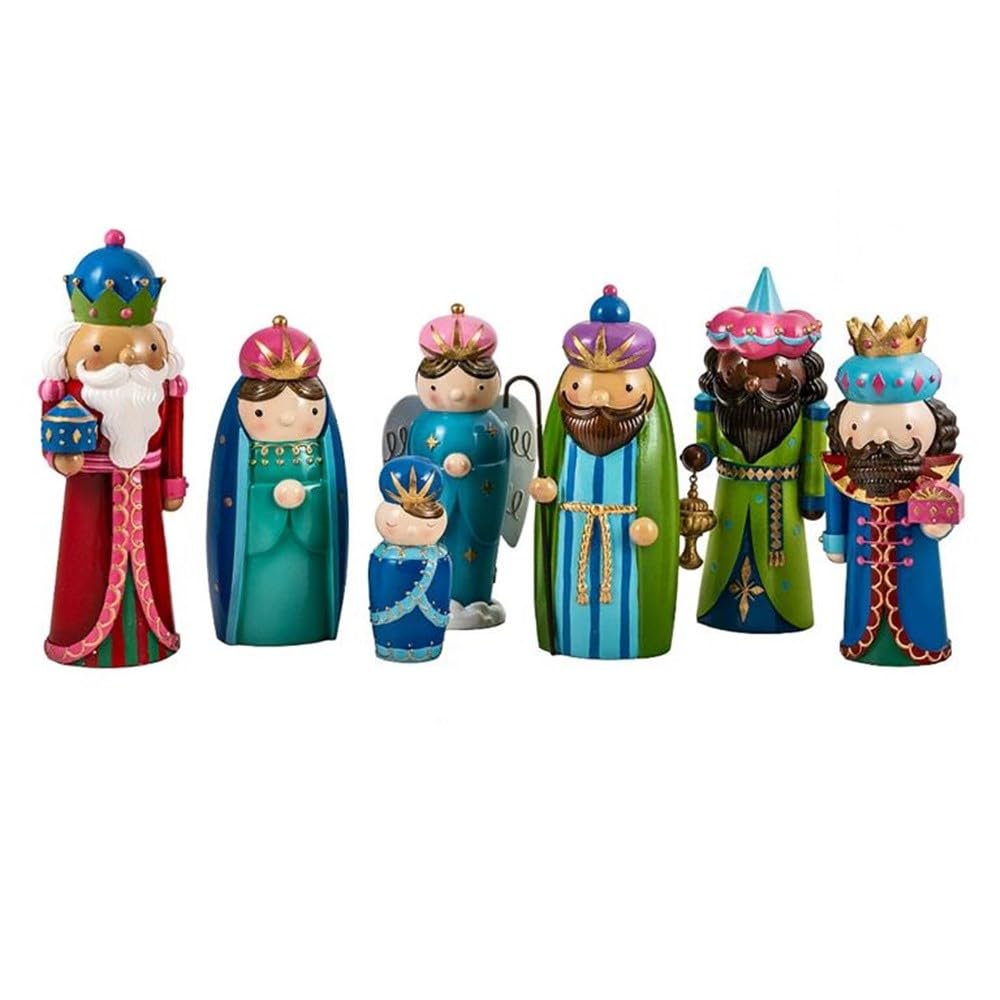 Nascita Mistero Presepe Natale Moderno 7 Pezzi 23cm