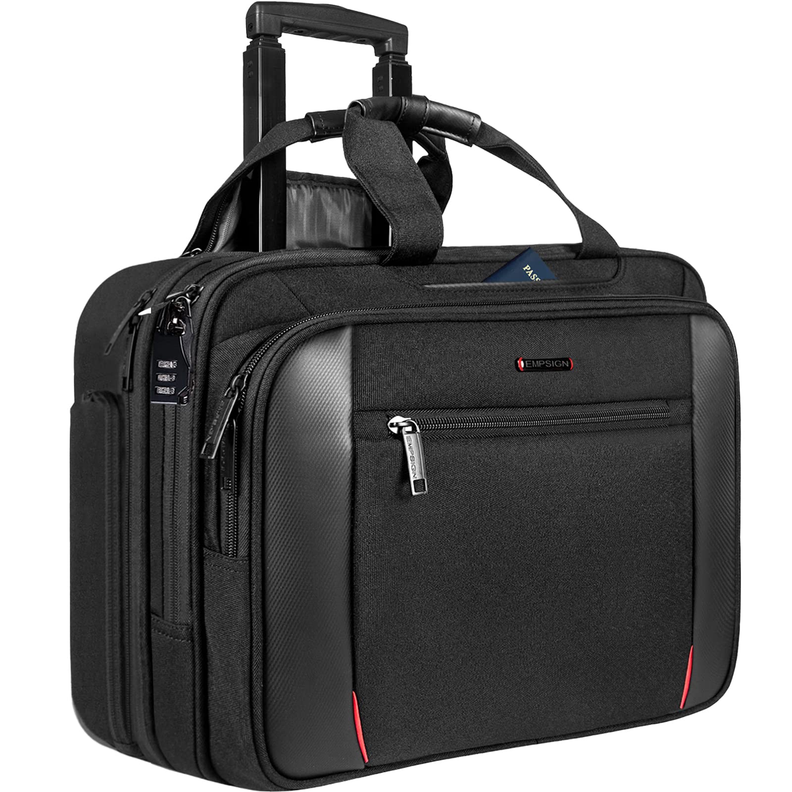 EMPSIGN Borsa Laptop Trolley 17,3" con Ruote, Nero