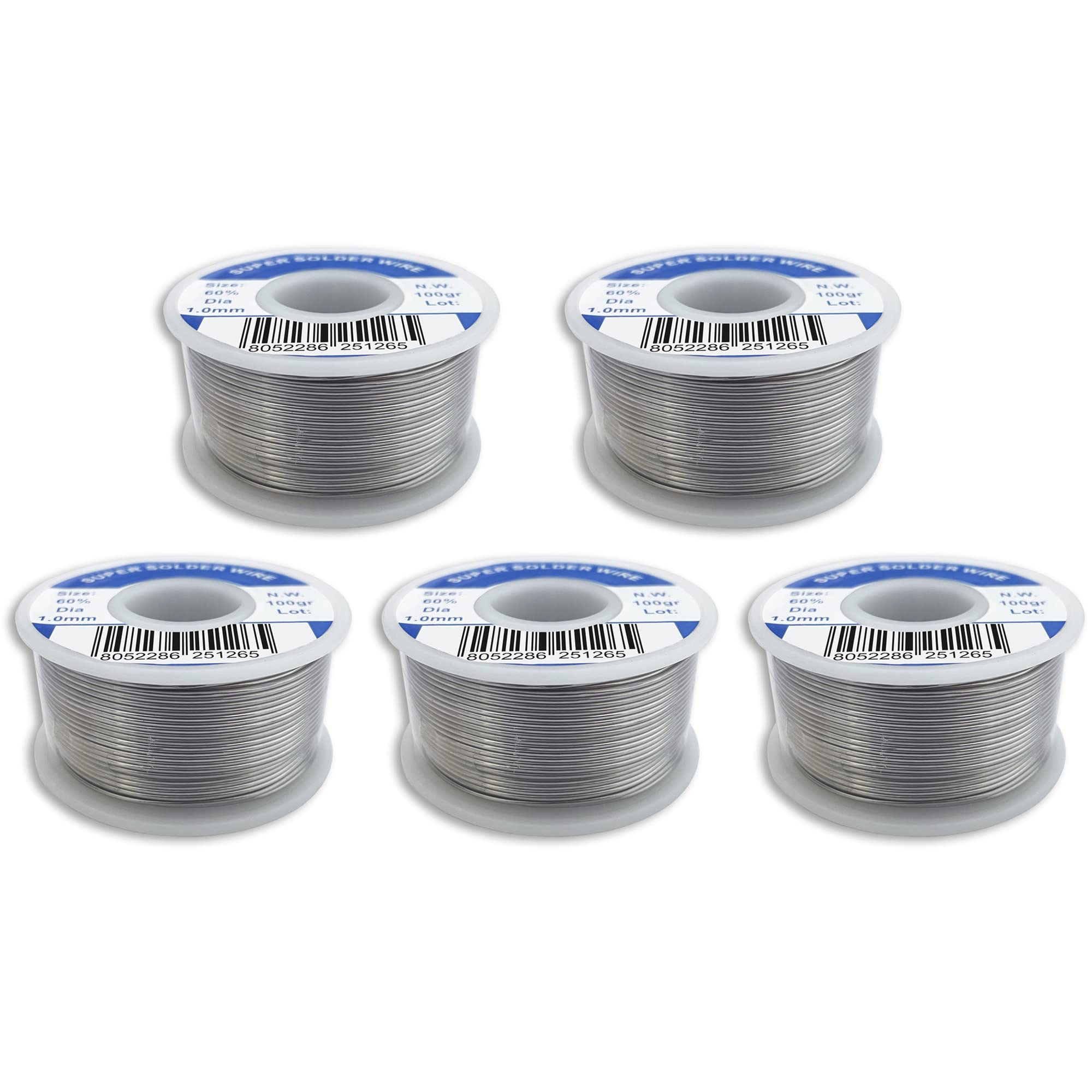 KIT CINQUE BOBINE STAGNO IN ROCCHETTO 60/40 100GR 1MM SALDATURA LABORATORIO