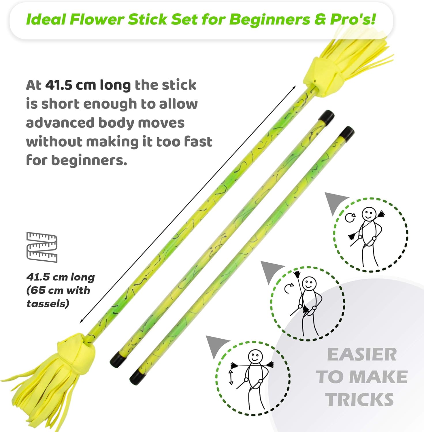 Juggle Dream Flower Stick Picasso con Bacchette (Giallo) - immagine 4