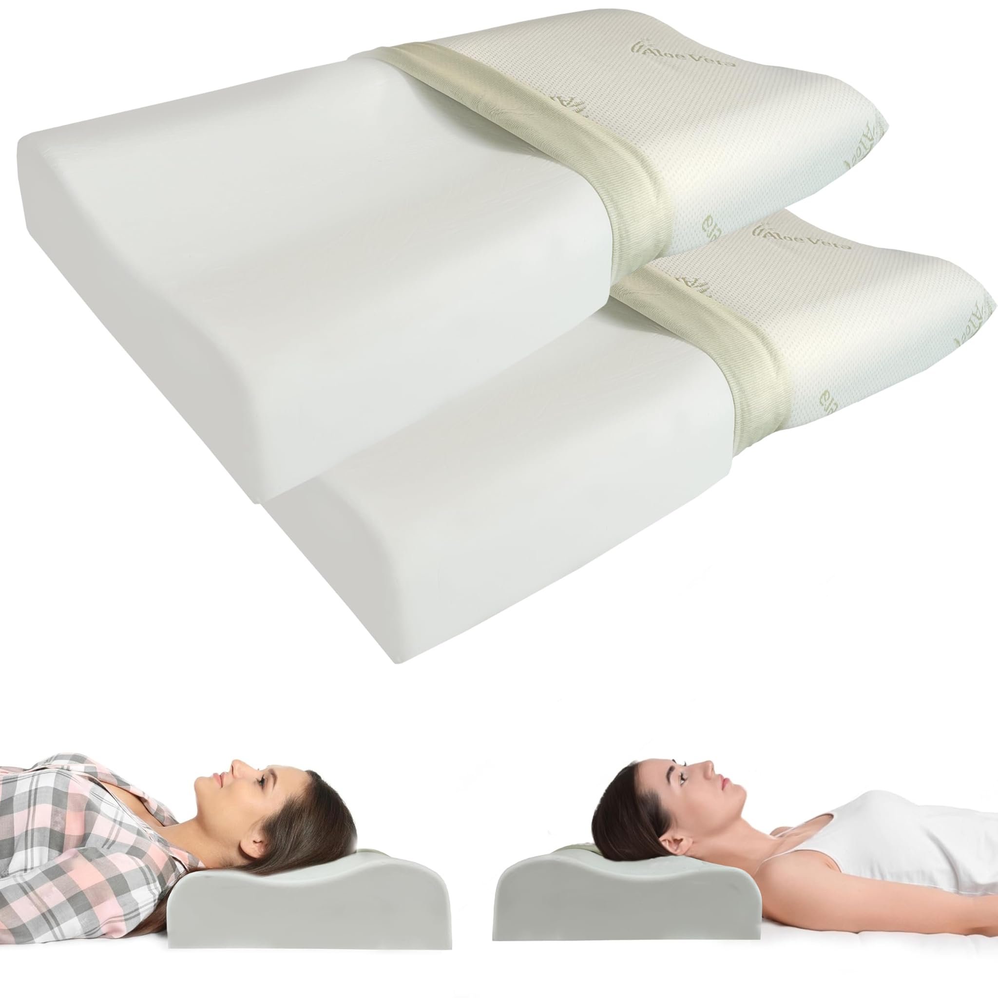 2 Cuscini Ortopedici Cervicali Memory Foam 72x42