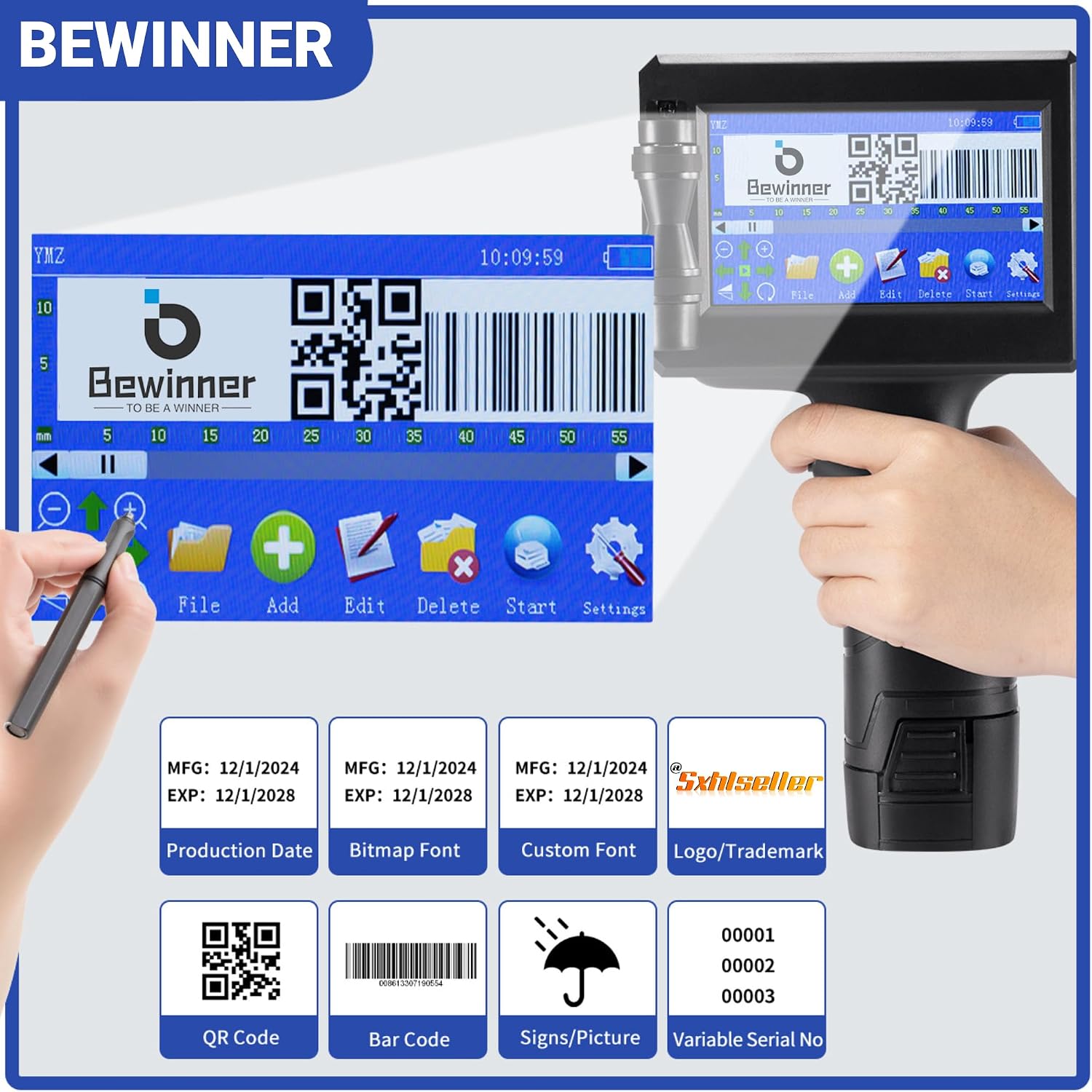 Bewinner Stampante a Getto D'inchiostro Portatile | Velz