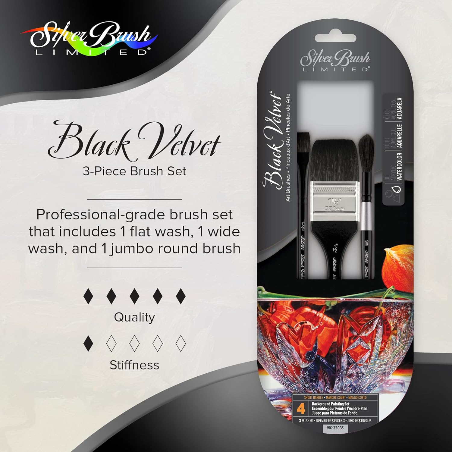 Silver Brush Limited WC-3203S-Set di 3 pennelli Acquerello - immagine 2