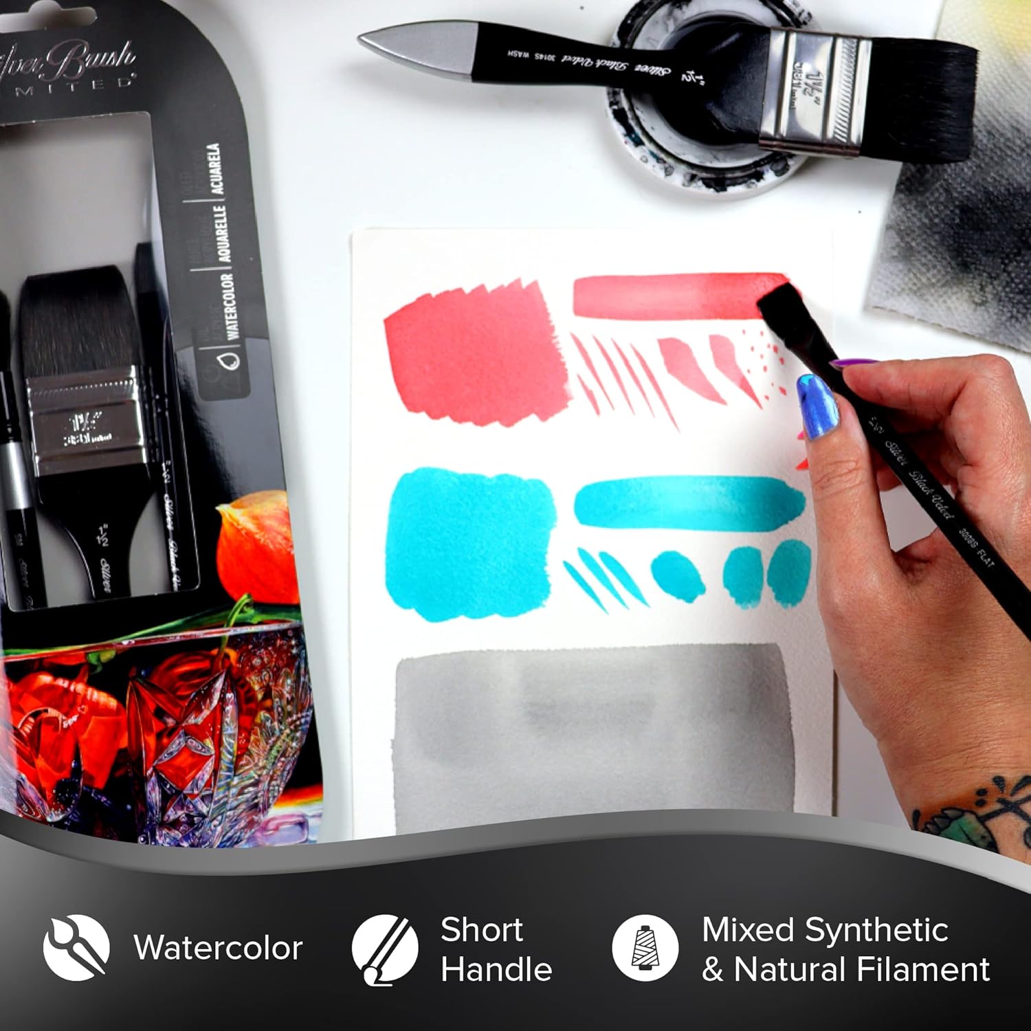 Silver Brush Limited WC-3203S-Set di 3 pennelli Acquerello - immagine 3