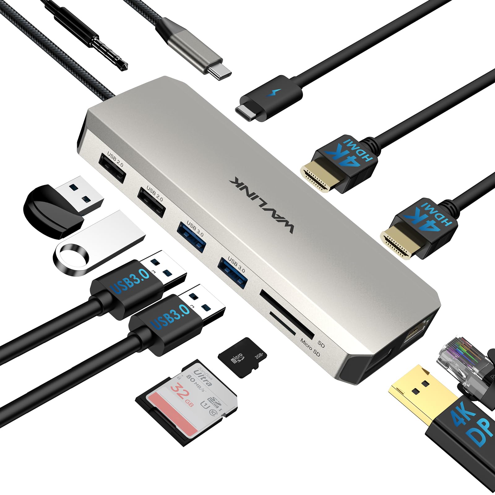 Wavlink Docking Station 12 in 1 USB C Dual HDMI