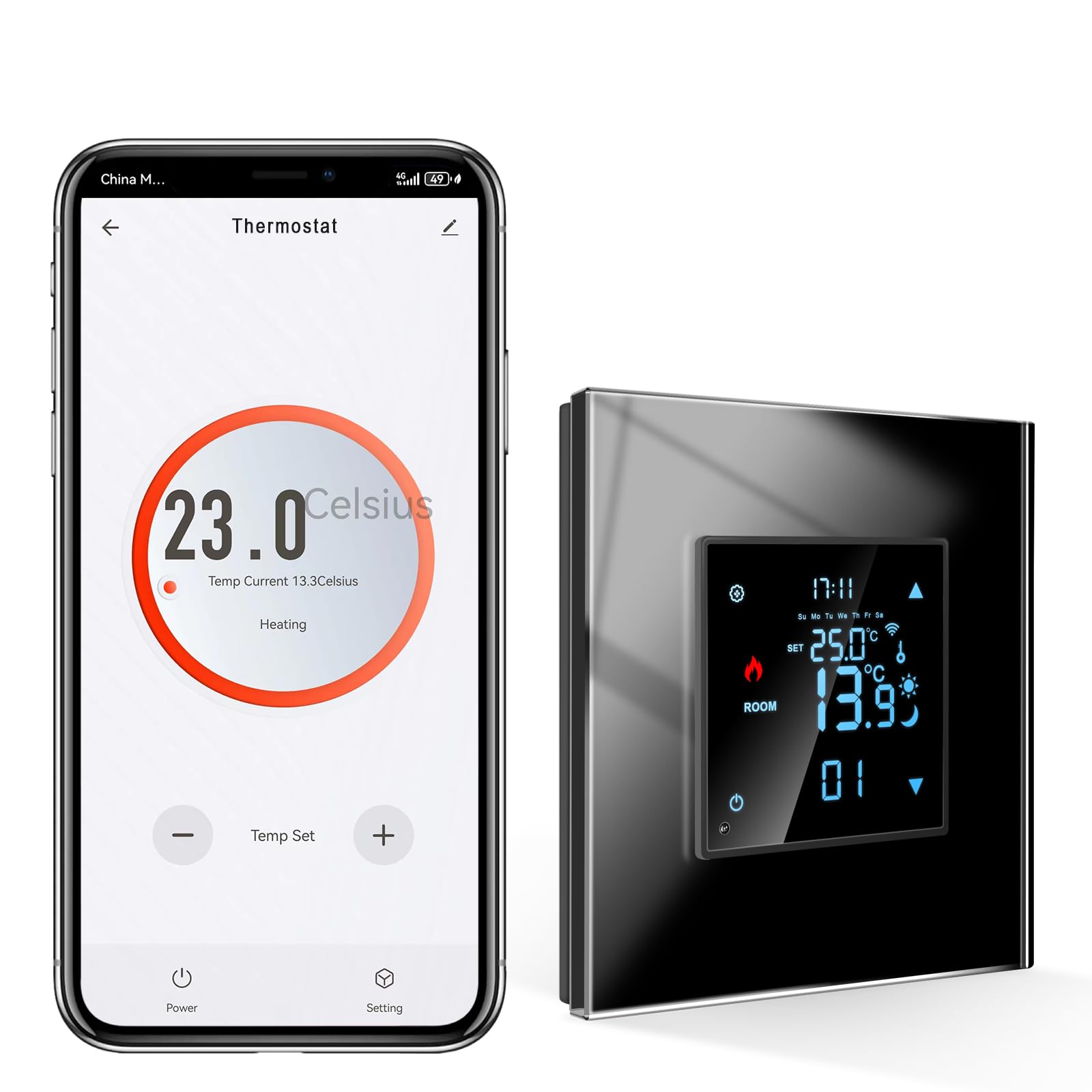 Cnbingo Zigbee - Termostato Smart Wi-Fi da Incasso, Nero