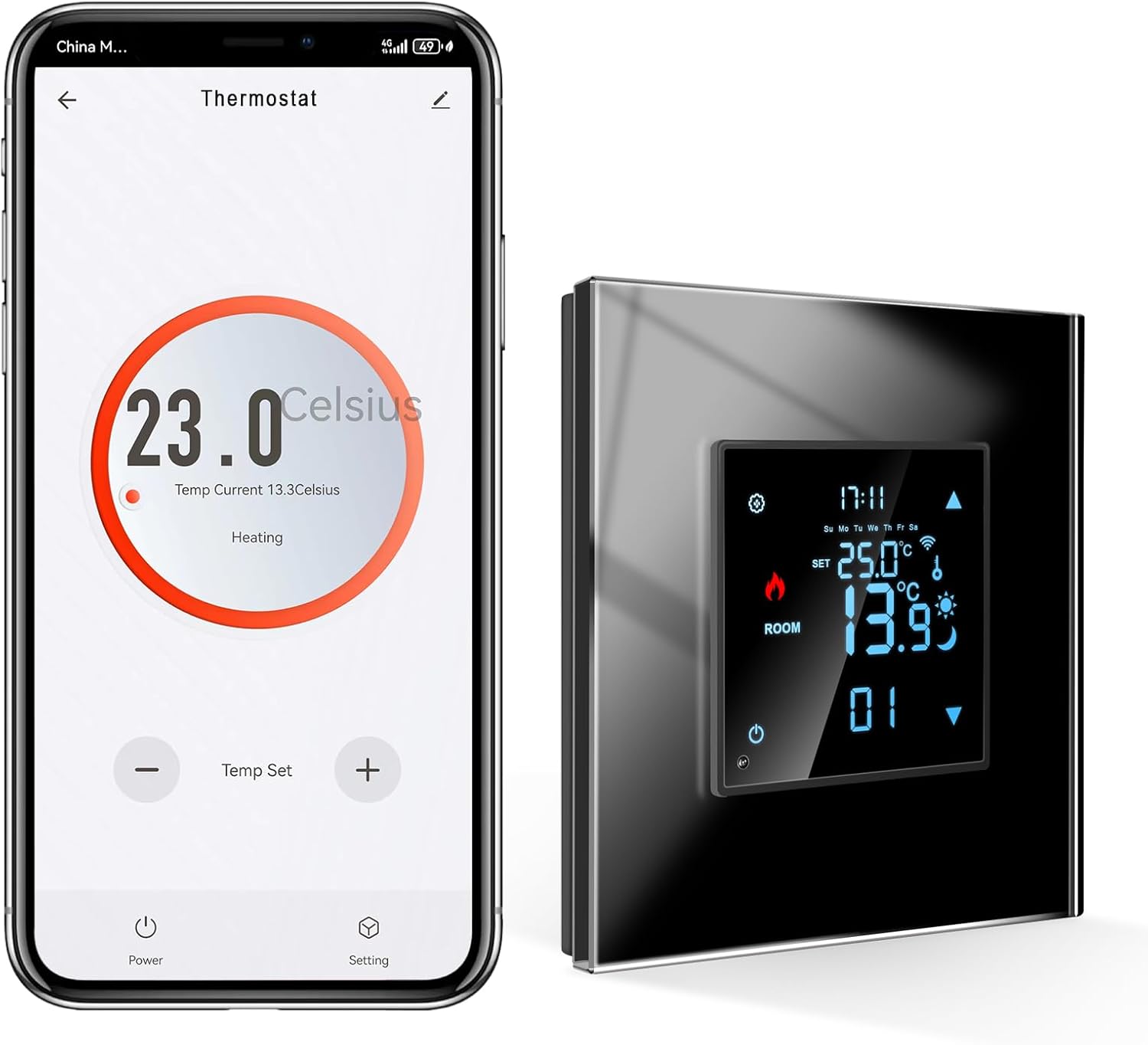 Cnbingo Zigbee - Termostato Smart Wi-Fi da Incasso, Nero - immagine 1