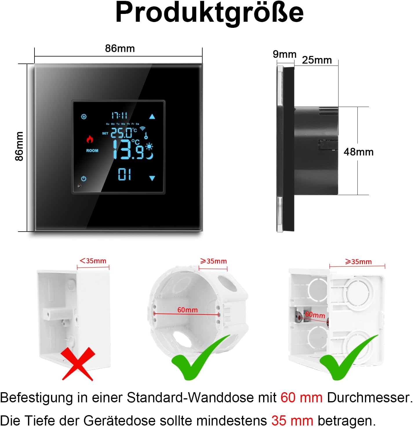 Cnbingo Zigbee - Termostato Smart Wi-Fi da Incasso, Nero - immagine 8