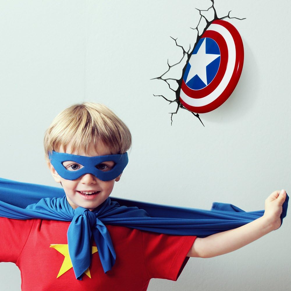 3D Light FX - Lampada da Parete Decorativa a LED, a Forma di Scudo di Capitan America della Marvel - immagine 2