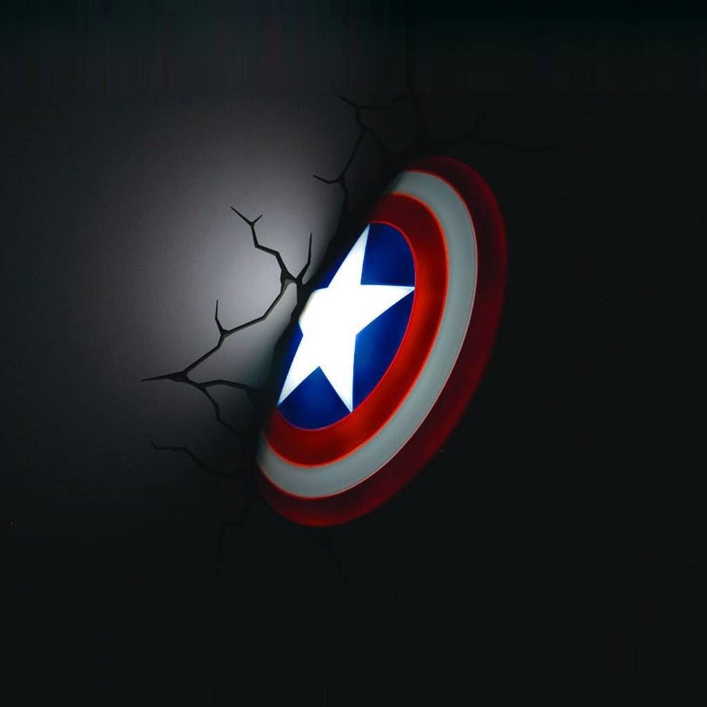3D Light FX - Lampada da Parete Decorativa a LED, a Forma di Scudo di Capitan America della Marvel - immagine 3
