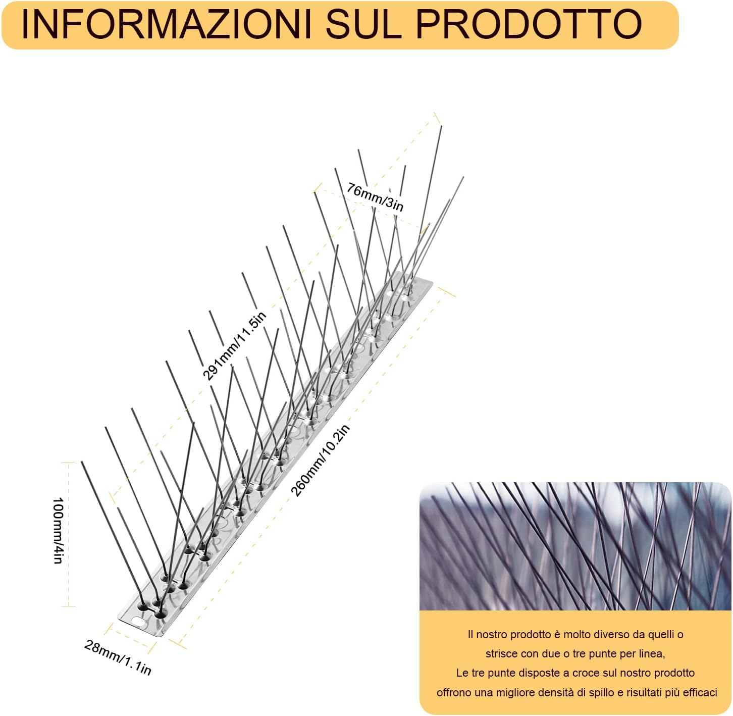 "OFFO Punte per Uccelli preassemblate per tetti e finestre, Punte per piccioni durevoli per Anti Corvi, gabbiani e Piccoli Uccelli, Set di Punte deterrenti per Uccelli Copertura 5,2 m, Argento brilla - immagine 2