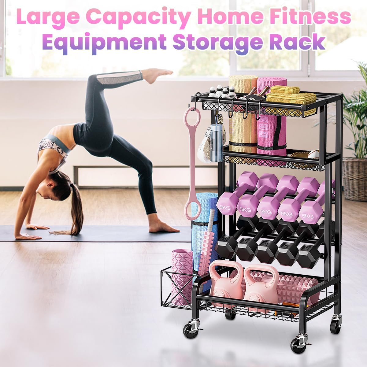 Scaffale Organizer Manubri con Ruote 360° - immagine 2