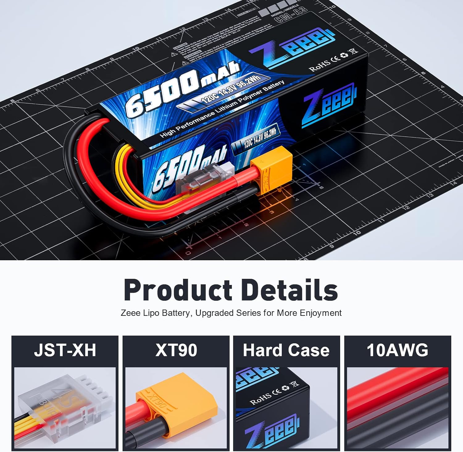 Zeee 4S Lipo Batteria 6500mAh 14,8V 120C (2 Pezzi) - immagine 3