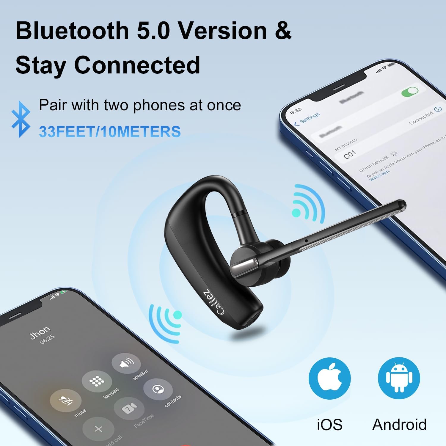 Callez Auricolare Bluetooth Singolo V5.0 - immagine 2