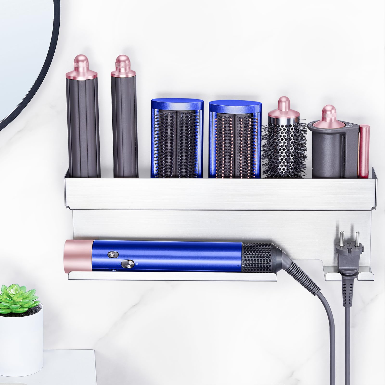 Supporto Phon da Parete, Porta Phon Adesivo Bagno, Supporto per Asciugacapelli, Accessori Styler Curling Device, Porta Phon da Parete, Porta Piastra per Capelli Senza Foratura