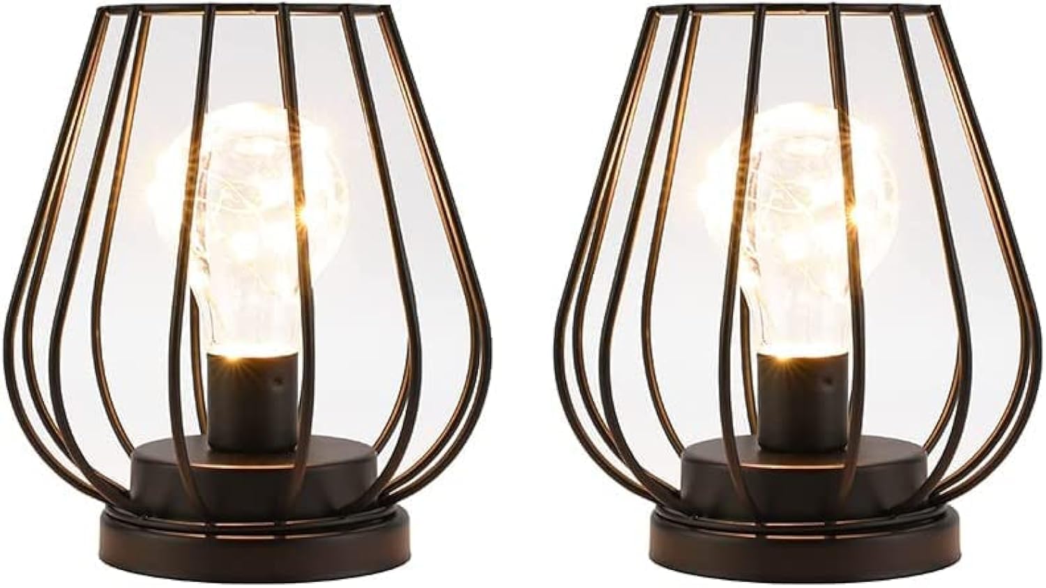 TRIROCKS Set 2 Lampade da Tavolo a Batteria 17cm, Nera