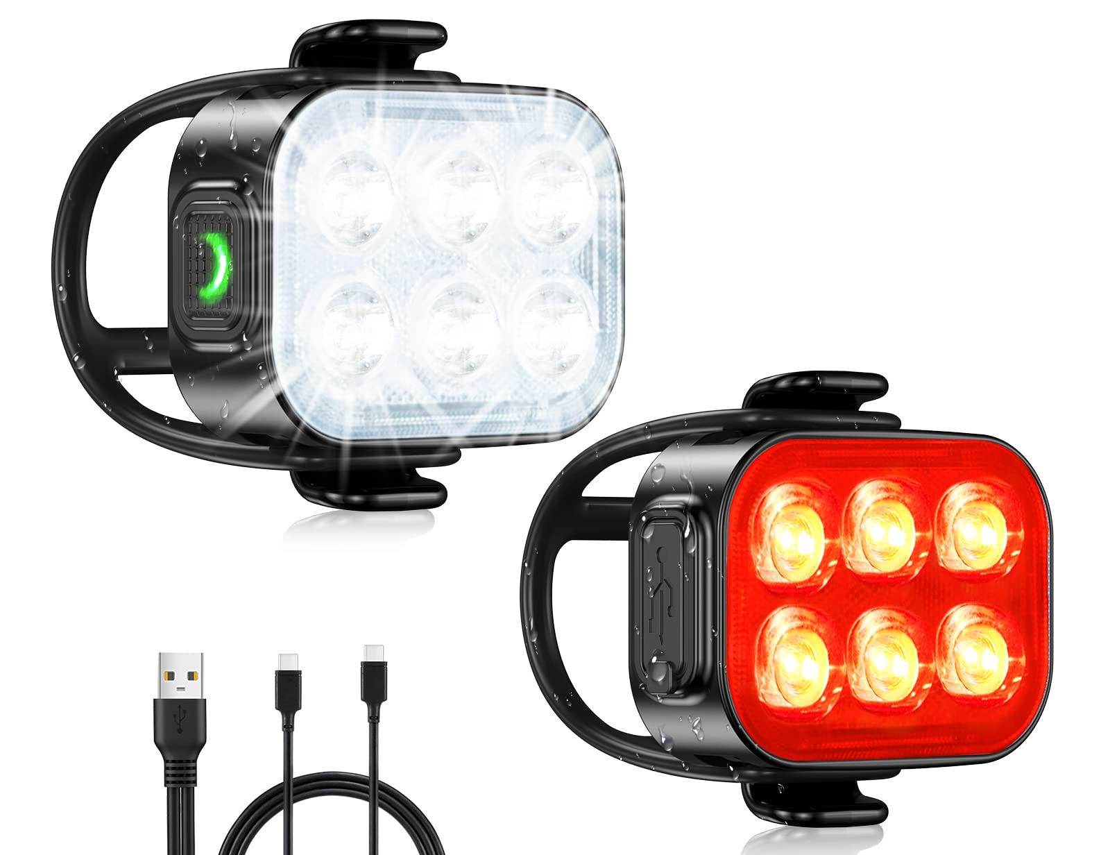 Glangeh Set Luci Bicicletta LED Ultra Sottile, USB