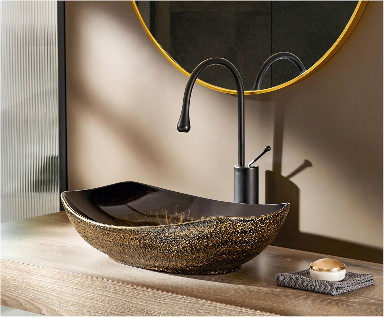 Meje Vaso Ovale con Bordo Oro Vintage 56x40 cm