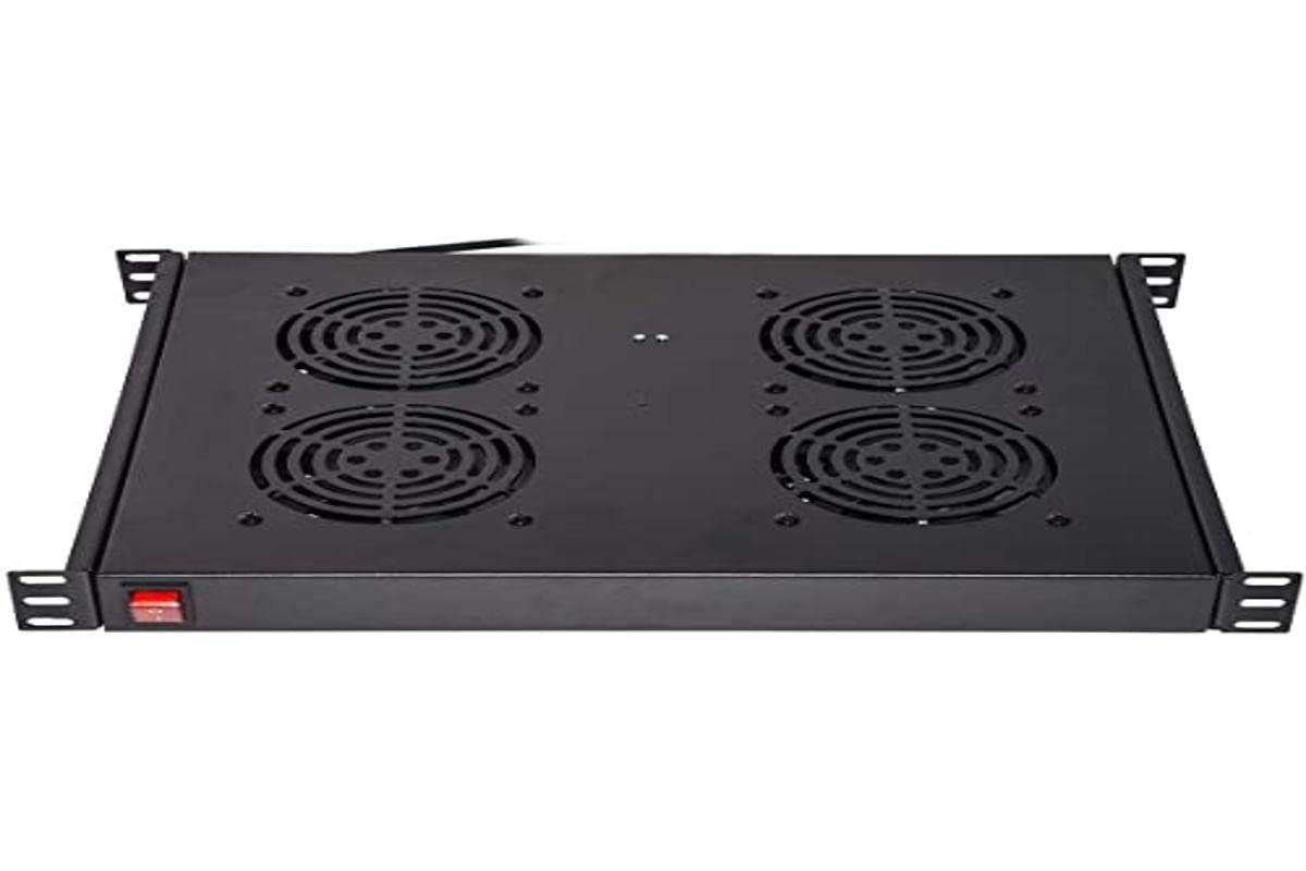 Ripiano per Armadi Rack 19" con 4 Ventole, Nero
