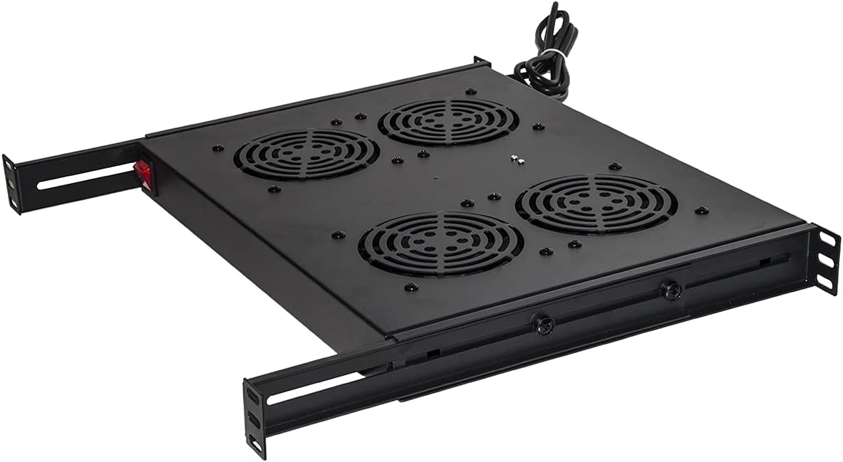 Ripiano per Armadi Rack 19" con 4 Ventole, Nero - immagine 2
