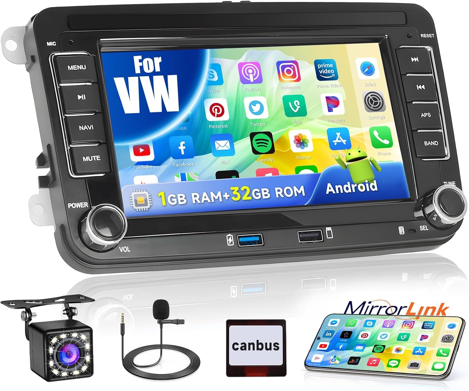 Fuluku Autoradio Android 7'' per VW Passat, Golf, Polo - immagine 1