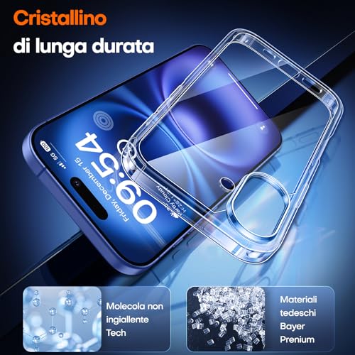 TAURI 3 in 1 Cover per iPhone 16 Trasparente - immagine 3