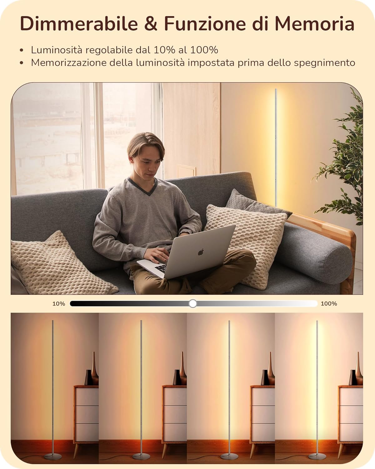 EDISHINE Lampada da Terra LED Dimmerabile Continua - immagine 2