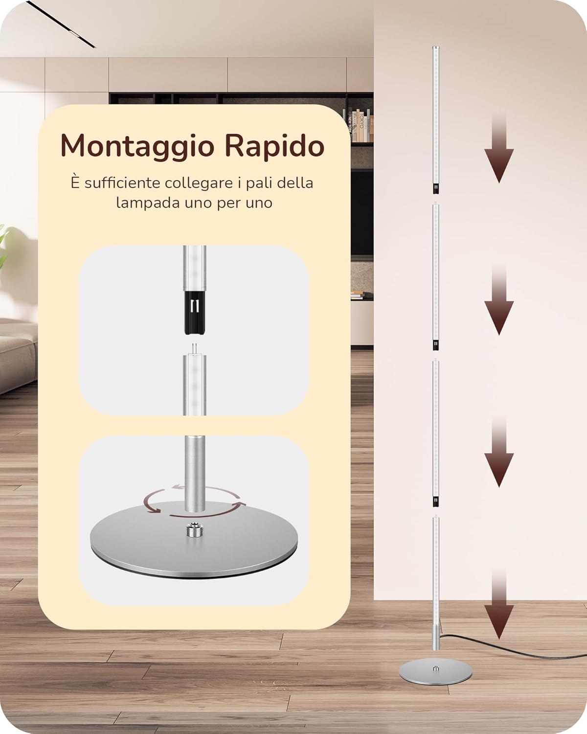 EDISHINE Lampada da Terra LED Dimmerabile Continua - immagine 8