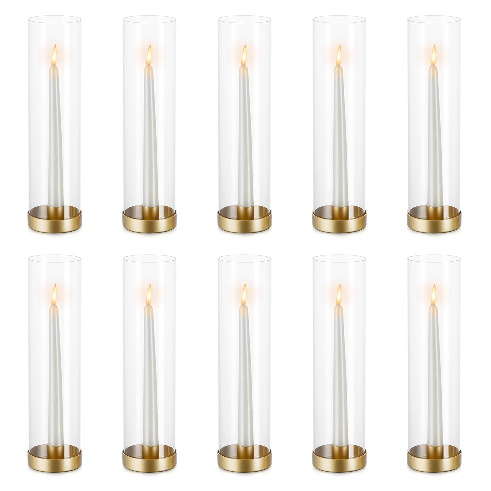 Nuptio Portacandele Uragano in Vetro Oro - 10 Pezzi