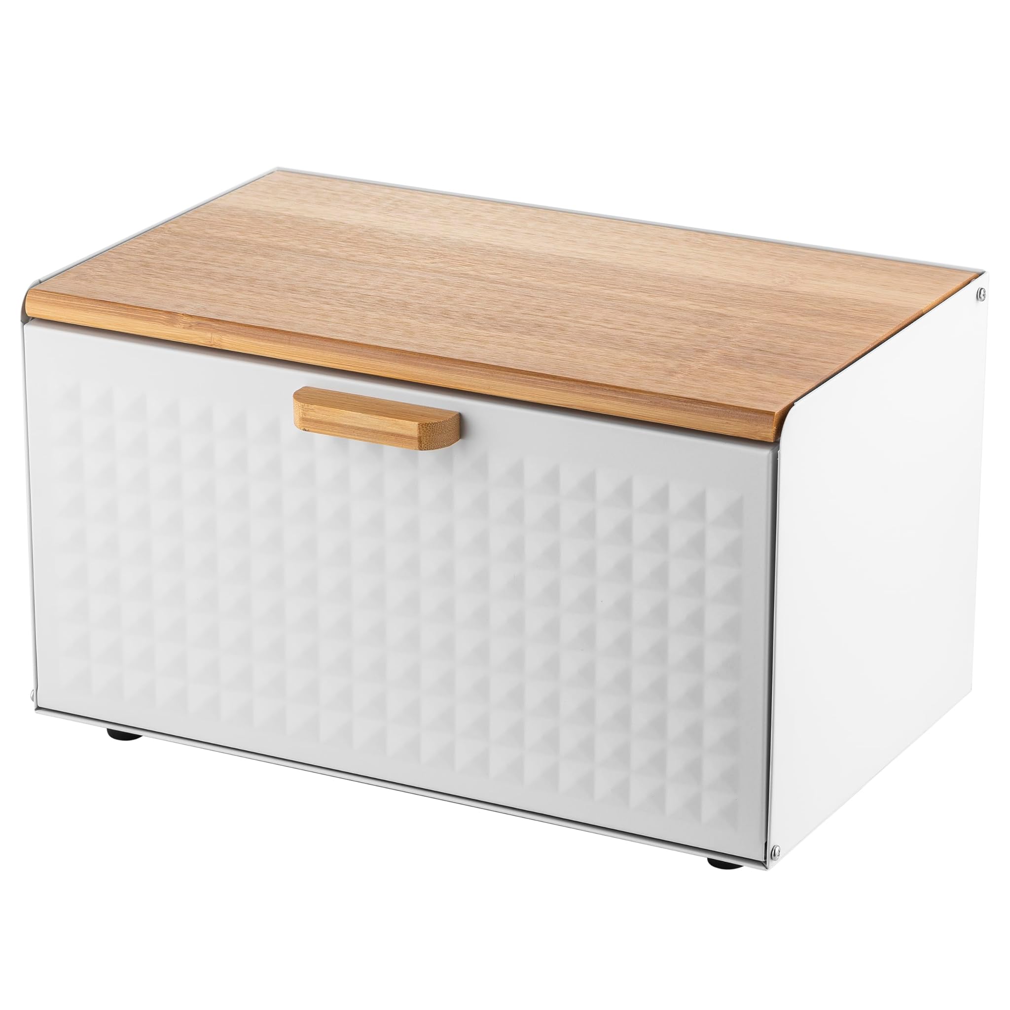 Florina Porta Pane in Acciaio con Set 3 Barattoli, Bianco