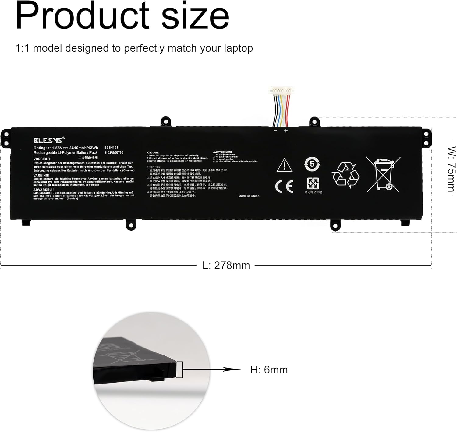 Blesys B31N1911 Batteria per ASUS VivoBook Flip 14 - immagine 2