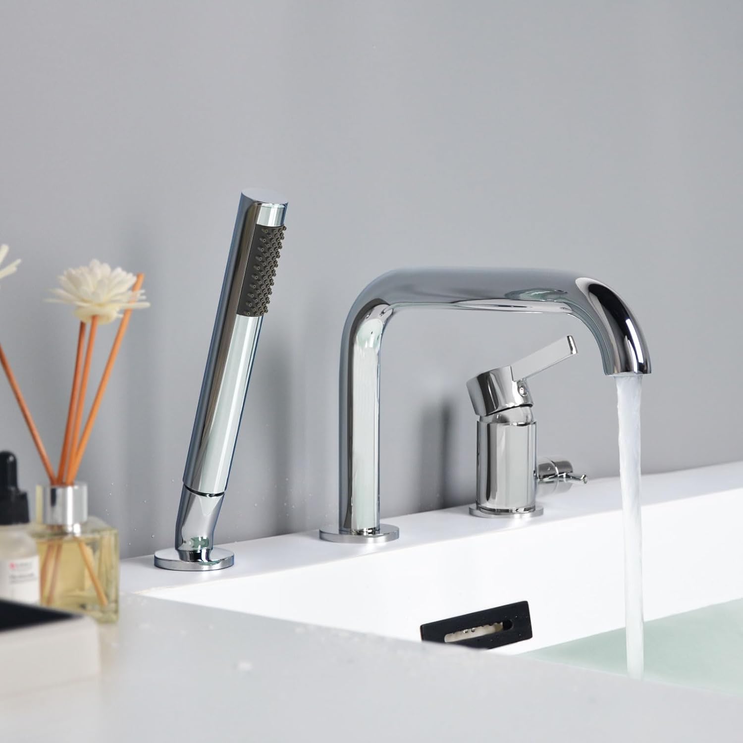 Shanfo Rubinetto Vasca 3 Fori con Doccetta, Cromo - immagine 4