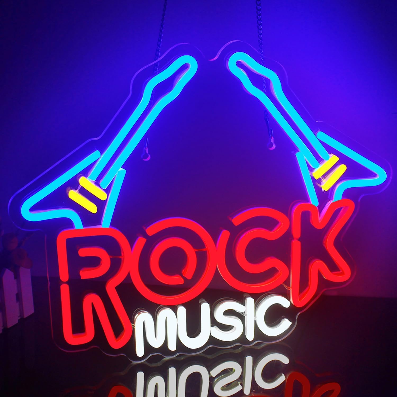 Looklight Insegna Neon Rock Music a Chitarra