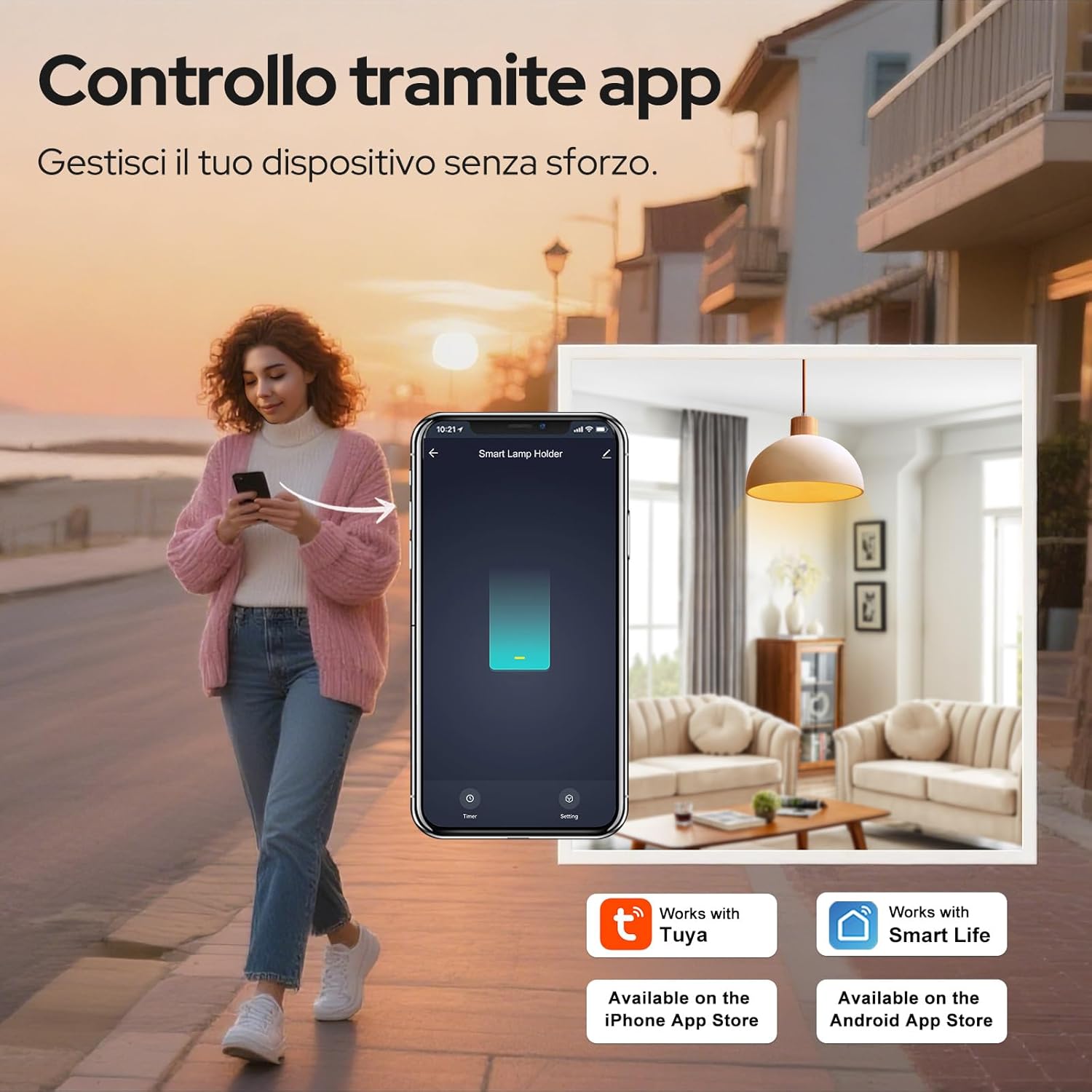 Loratap Interruttore WiFi Mini 2500W 10A - Set 2 pz - immagine 3