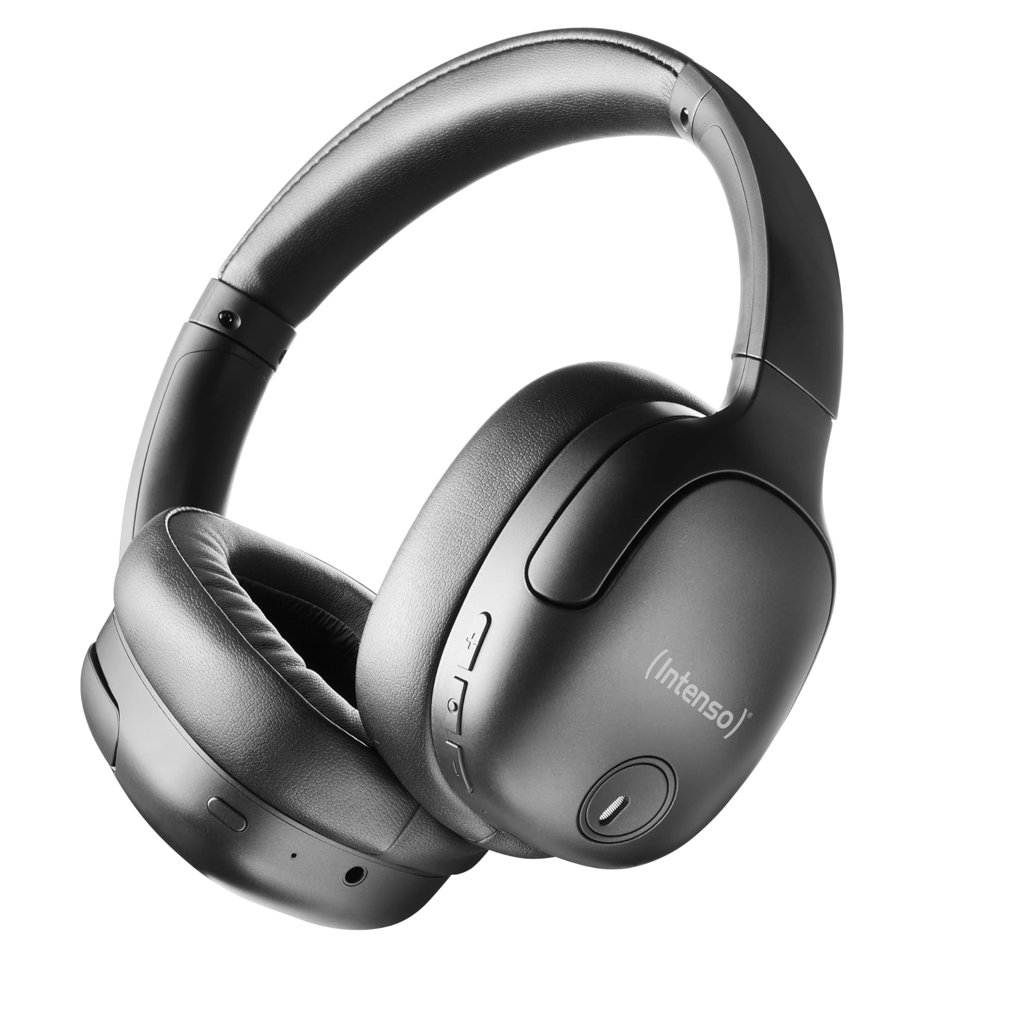 Intenso O400HA Cuffie Over-Ear – Hybrid Active Noise Cancelling, fino a 75 ore di autonomia e Bluetooth 5.3, con modalità musica, modalità trasparente e tempo di ricarica veloce, nero