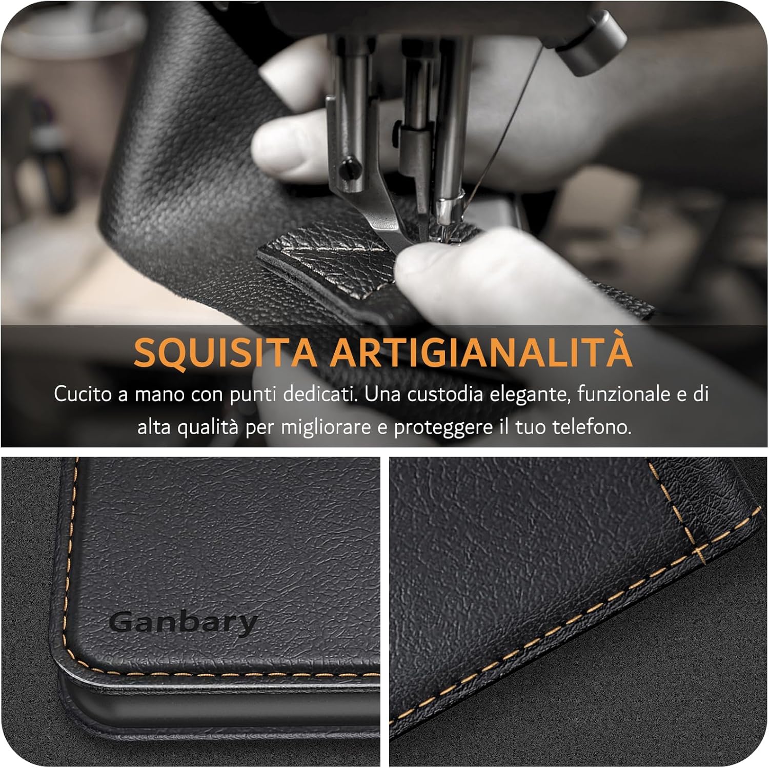 Ganbary Cover Compatibile Samsung Galaxy A25 5G, Nero - immagine 2