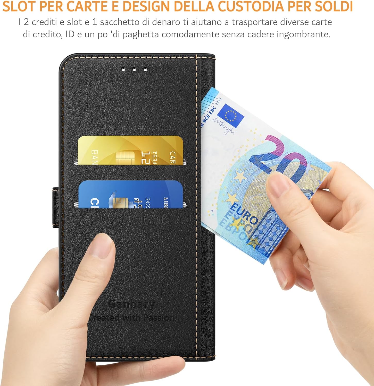 Ganbary Cover Compatibile Samsung Galaxy A25 5G, Nero - immagine 3