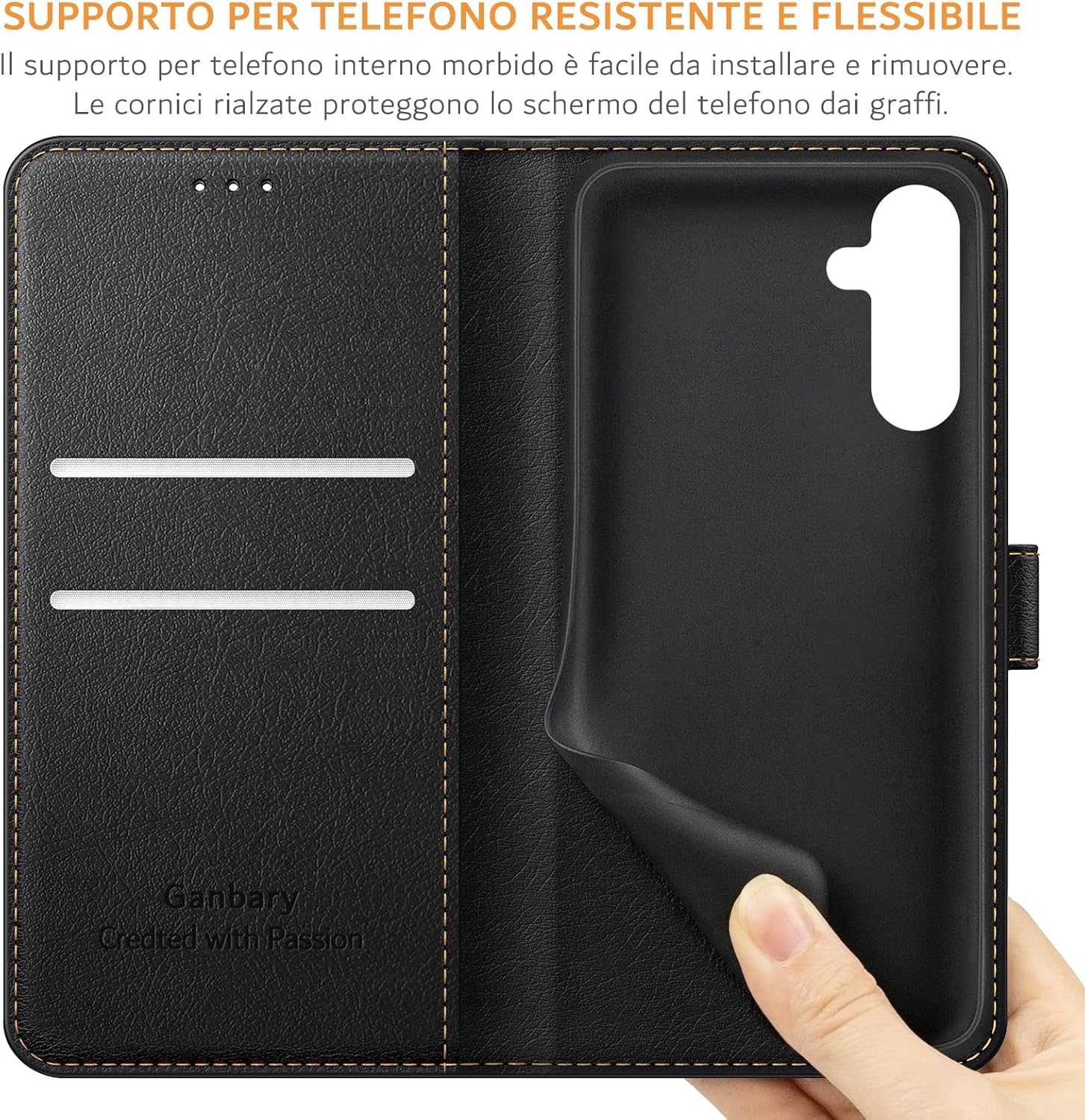 Ganbary Cover Compatibile Samsung Galaxy A25 5G, Nero - immagine 6