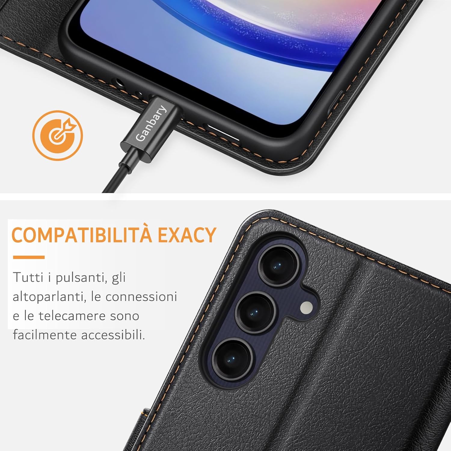Ganbary Cover Compatibile Samsung Galaxy A25 5G, Nero - immagine 7